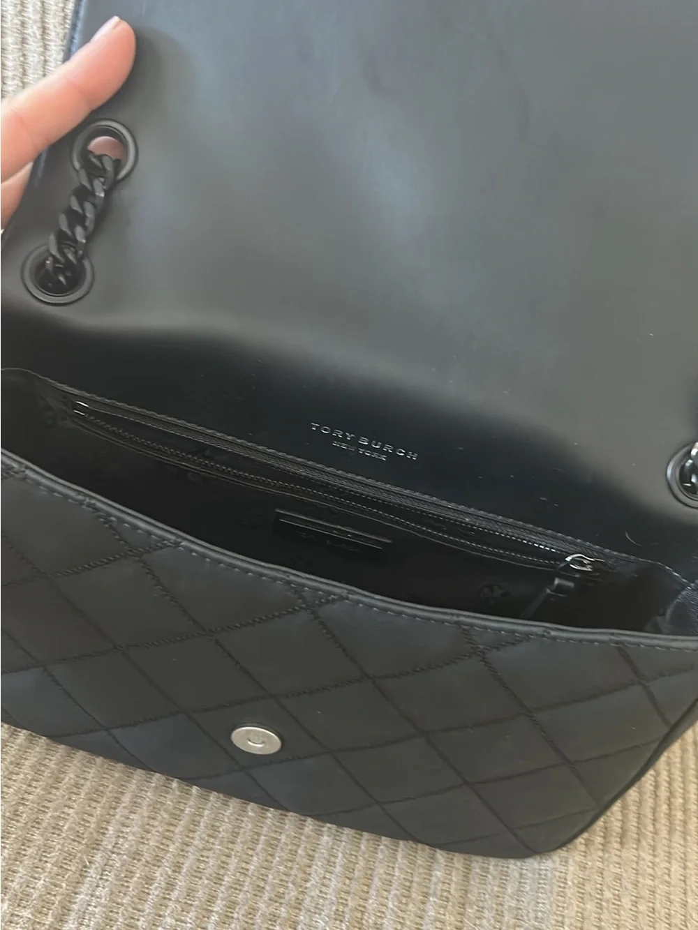 Tory Burch Black Quilted Chain-Handle Shoulder Bag